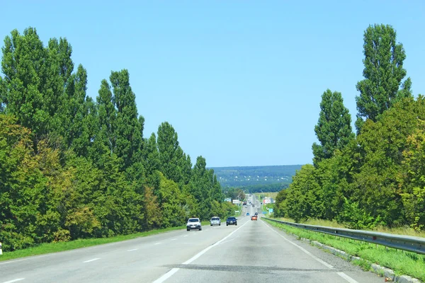 Highway Lontana Strada Alta Velocità Strada Asfaltata Con Striscia Divisoria — Foto Stock