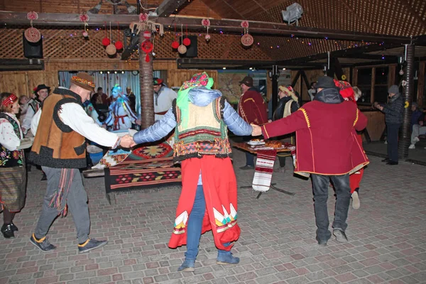 Vila Vorochta Região Ivano Frankivsk Ucrânia Outubro 2017 Danças Folclóricas — Fotografia de Stock