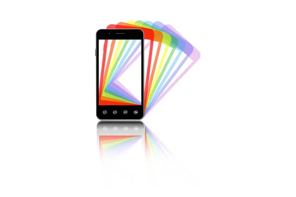 Smartphone Con Ombre Colorate Illustrazione Del Telefono Cellulare Sfondo Bianco — Foto Stock