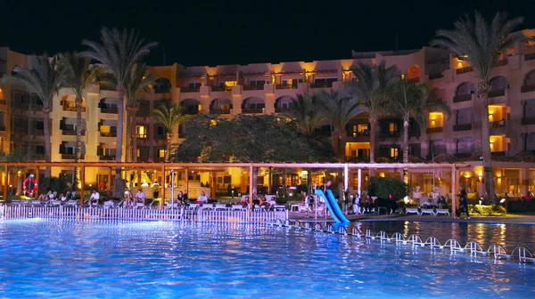 Hurghada Egypt July 2018 Swimming Pool Evening Hotel Vacation People — Stock Photo, Image