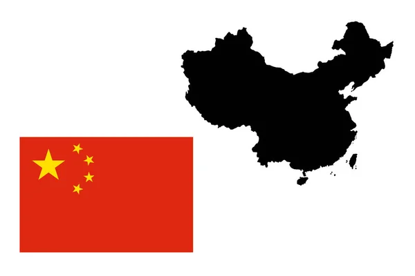 Carte Noire Chine Drapeau Rouge Isolé Sur Fond Blanc Carte — Photo