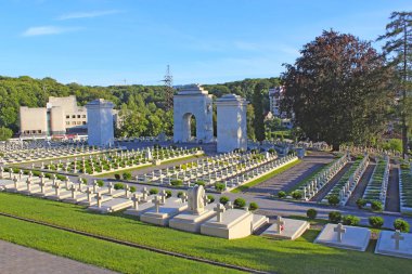 Lviv - yaklaşık Ağustos 2013 / Ukrayna: graves Lehçe Warriors Lviv Ukrayna Lychakiv mezarlığı üzerinde. Lviv Histiric yerde mezar Lehçe Warriors ile. Öldüren askerler anıt