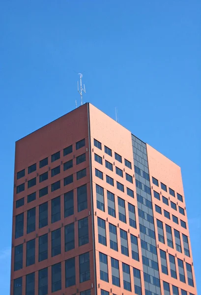 Lodz Poland August 2019 Modern Skyscraper Background Blue Sky Skyscraper — Stock Photo, Image