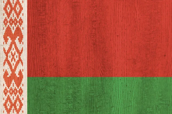 Wit Rusland Vlag Gedrukt Houten Oppervlak Nationale Vlag Van Belarus — Stockfoto