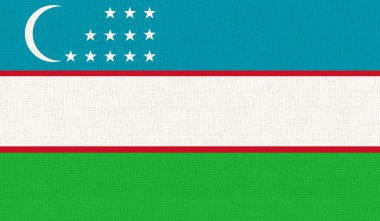 flag of Uzbekistan. flag of Asiatic country on fabric surface. Uzbek state flag. Fabric texture. Illustration of national symbol of Uzbekistan. Republic of Uzbekistan official state symbol. 3D illustration