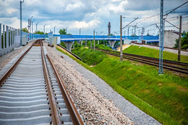 Skladby Železniční Viadukt Krakově Krzemionki Krakov Zablocie — Stock fotografie