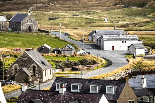 シェットランド島 スコットランド 2017 村の壁を島の美しい景色 — ストック写真
