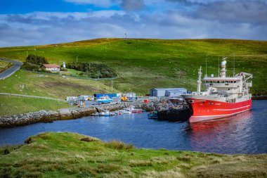 Shetlands, İskoçya - Eylül 02: Küçük liman