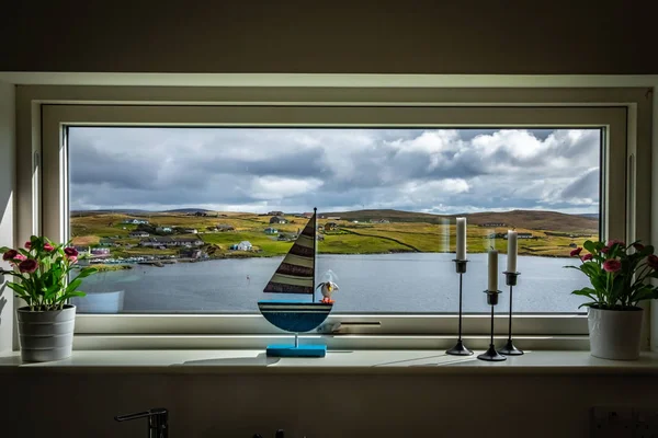 Scotland, Shetland Islands, Beautiful view from the window