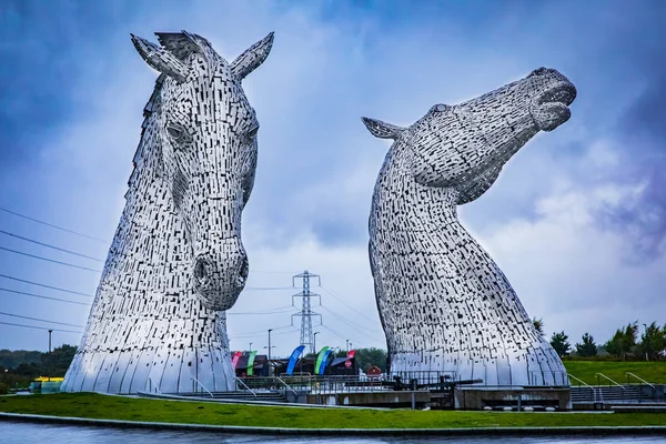 Falkirk Scotland September 2017 Kelpies Metre High Horse Head Sculptures — Stock Photo, Image