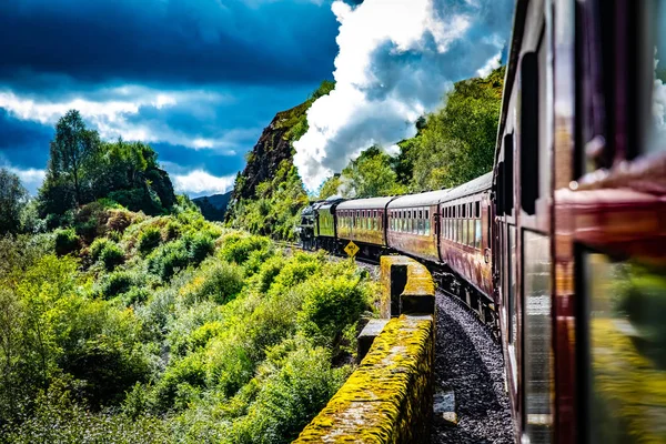 Skoçya Demiryolu Glenfinnan Viyadüğü Jacobite Ile Skoçya — Stok fotoğraf