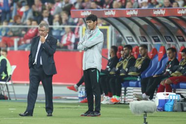 Chorzow, Polonya - 11 Ekim 2018: Uefa Milletler Ligi 2019: Polonya - Portekiz o/p Fernando Santos