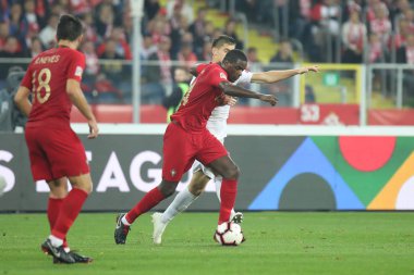 Chorzow, Polonya - 11 Ekim 2018: Uefa Milletler Ligi 2019: Polonya - Portekiz o/p William Carvalho