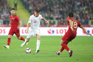 Chorzow, Polonya - 11 Ekim 2018: Uefa Milletler Ligi 2019: Polonya - Portekiz o/p Krzysztof PIATEK