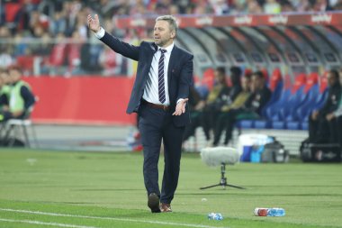 Chorzow, Polonya - 11 Ekim 2018: Uefa Milletler Ligi 2019: Polonya - Portekiz o/p Jerzy Brzeczek