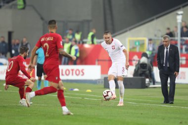 Chorzow, Polonya - 11 Ekim 2018: Uefa Milletler Ligi 2019: Polonya - Portekiz o/p Artur Jedrzejczyk