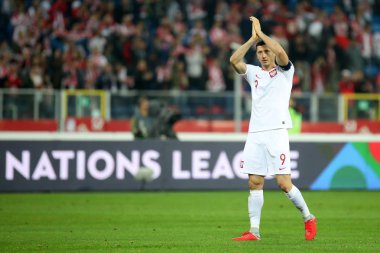 Chorzow, Polonya - 11 Ekim 2018: Uefa Milletler Ligi 2019: Polonya - Portekiz o/p Robert Lewandowski