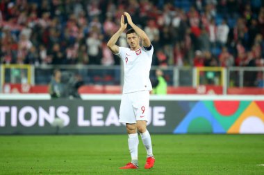 Chorzow, Polonya - 11 Ekim 2018: Uefa Milletler Ligi 2019: Polonya - Portekiz o/p Robert Lewandowski