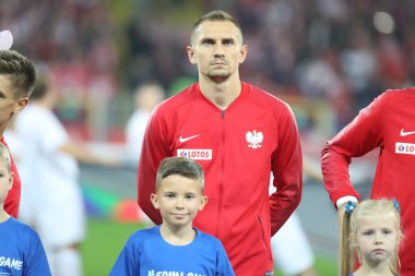 Chorzow, Polonya - 11 Ekim 2018: Uefa Milletler Ligi 2019: Polonya - Portekiz o/p Artur Jedrzejczyk