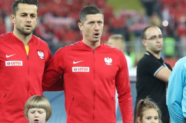 Chorzow, Polonya - 11 Ekim 2018: Uefa Milletler Ligi 2019: Polonya - Portekiz o/p Robert Lewandowski