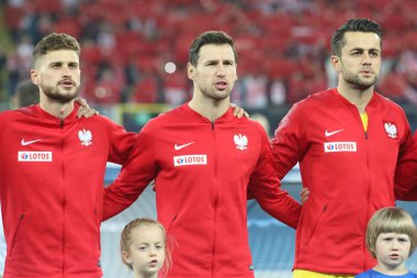 Chorzow, Polonya - 11 Ekim 2018: Uefa Milletler Ligi 2019: Polonya - Portekiz o/p Grzegorz Krychowiak