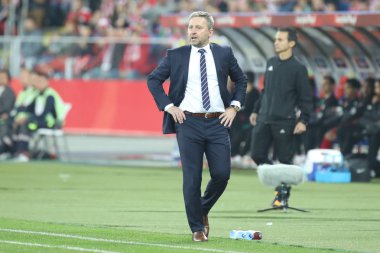 Chorzow, Polonya - 11 Ekim 2018: Uefa Milletler Ligi 2019: Polonya - Portekiz o/p Jerzy Brzeczek