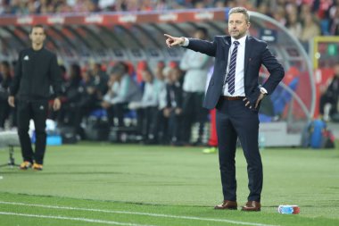 Chorzow, Polonya - 11 Ekim 2018: Uefa Milletler Ligi 2019: Polonya - Portekiz o/p Jerzy Brzeczek