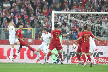 Chorzow, Polonya - 11 Ekim 2018: Uefa Milletler Ligi 2019: Polonya - Portekiz o/p Krzysztof PIATEK
