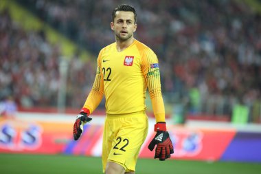Chorzow, Polonya - 11 Ekim 2018: Uefa Milletler Ligi 2019: Polonya - Portekiz o/p Lukasz Fabianski
