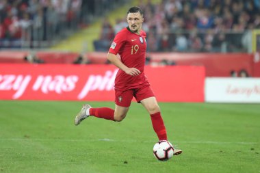 Chorzow, Polonya - 11 Ekim 2018: Uefa Milletler Ligi 2019: Polonya - Portekiz o/p Mario Rui