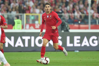 Chorzow, Polonya - 11 Ekim 2018: Uefa Milletler Ligi 2019: Polonya - Portekiz o/p Andre Silva