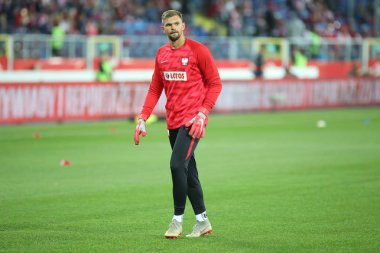 Chorzow, Polonya - 14 Ekim 2018: Uefa Milletler Ligi 2019: Polonya - İtalya o/p Bartłomiej Dragowski