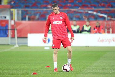 Chorzow, Polonya - 14 Ekim 2018: Uefa Milletler Ligi 2019: Polonya - İtalya o/p Robert Lewandowski