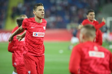 Chorzow, Polonya - 14 Ekim 2018: Uefa Milletler Ligi 2019: Polonya - İtalya o/p Jan Bednarek