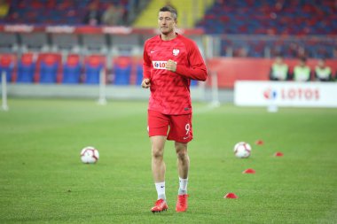 Chorzow, Polonya - 14 Ekim 2018: Uefa Milletler Ligi 2019: Polonya - İtalya o/p Robert Lewandowski
