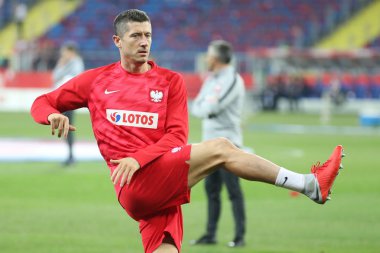 Chorzow, Polonya - 14 Ekim 2018: Uefa Milletler Ligi 2019: Polonya - İtalya o/p Robert Lewandowski
