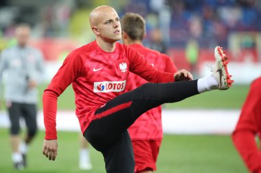 Chorzow, Polonya - 14 Ekim 2018: Uefa Milletler Ligi 2019: Polonya - İtalya o/p Rafal Kurzawa