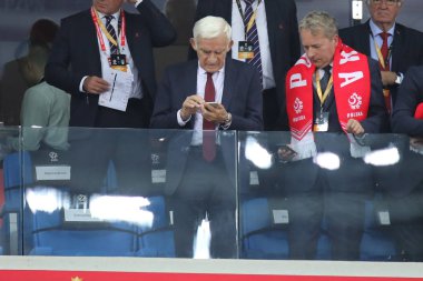 Chorzow, Polonya - 14 Ekim 2018: Uefa Milletler Ligi 2019: Polonya - İtalya o/p Jerzy Buzek