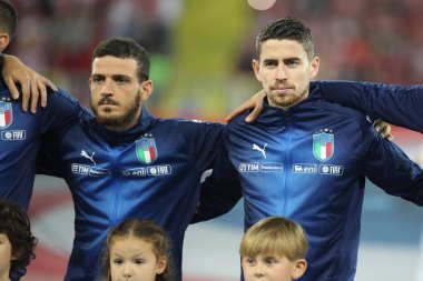 Chorzow, Polonya - 14 Ekim 2018: Uefa Milletler Ligi 2019: Polonya - İtalya o/p Jorginho