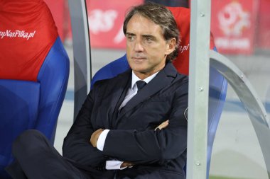 Chorzow, Polonya - 14 Ekim 2018: Uefa Milletler Ligi 2019: Polonya - İtalya o/p Roberto Mancini