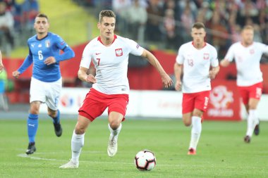 Chorzow, Polonya - 14 Ekim 2018: Uefa Milletler Ligi 2019: Polonya - İtalya o/p Arkadiusz Milik