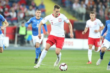 Chorzow, Polonya - 14 Ekim 2018: Uefa Milletler Ligi 2019: Polonya - İtalya o/p Arkadiusz Milik