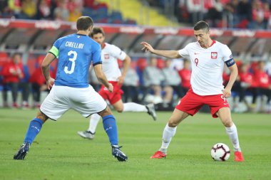 Chorzow, Polonya - 14 Ekim 2018: Uefa Milletler Ligi 2019: Polonya - İtalya o/p Robert Lewandowski