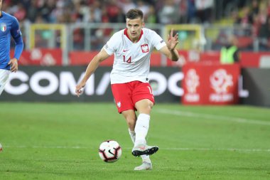 Chorzow, Polonya - 14 Ekim 2018: Uefa Milletler Ligi 2019: Polonya - İtalya o/p Arkadiusz Reca