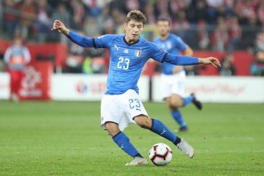Chorzow, Polonya - 14 Ekim 2018: Uefa Milletler Ligi 2019: Polonya - İtalya o/p Nicolo Barella