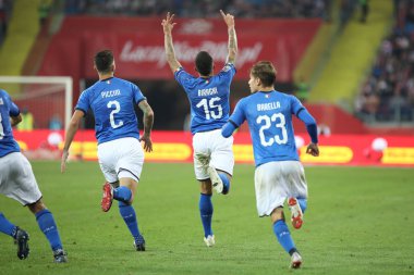 Chorzow, Polonya - 14 Ekim 2018: Uefa Milletler Ligi 2019: Polonya - İtalya o/p Cristiano Biarghi