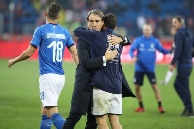 Chorzow, Polonya - 14 Ekim 2018: Uefa Milletler Ligi 2019: Polonya - İtalya o/p Roberto Mancini