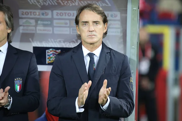 Chorzow, Polonya - 14 Ekim 2018: Uefa Milletler Ligi 2019: Polonya - İtalya o/p Roberto Mancini