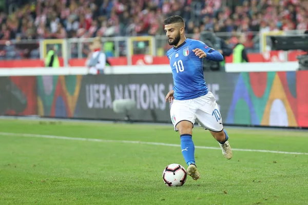 Chorzow, Polonya - 14 Ekim 2018: Uefa Milletler Ligi 2019: Polonya - İtalya o/p Lorenzo Insigne