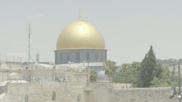 Koepel van rots 4k slog tempel mount oude stad van Jeruzalem — Stockvideo